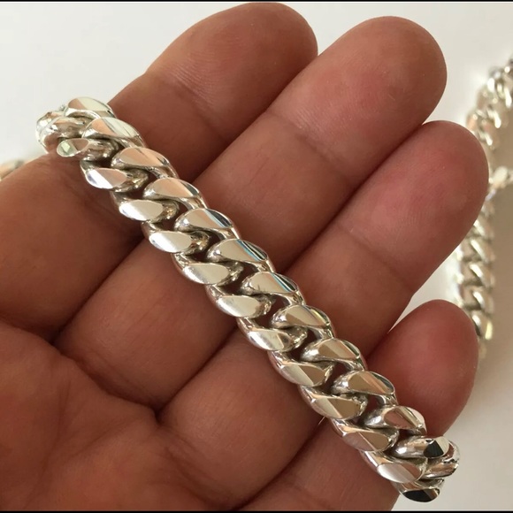 9mmx26in Sterling Silver Miami Cuban Link Chain - Picture 7 of 7